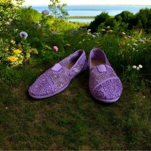 Women Shoes BONGO Purple Lace Casual Ballets Loafers Slip On Shoes Flat Shoes